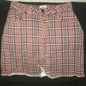plaid denim skirt